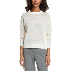 Forte Womens  Textured Crop Linen Sweater, White